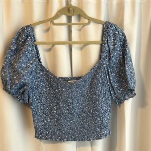 Abercrombie & Fitch Floral Puff Sleeve Crop Top Size L